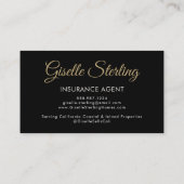 保険代理店ブラック金ゴールド写真QRコード 名刺 (裏面)