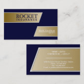 保険仲介人の名刺-濃紺及び金ゴールド 名刺 (正面/裏面)