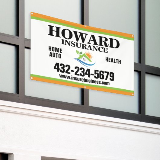 保険会社 横断幕 (ビルの外側)