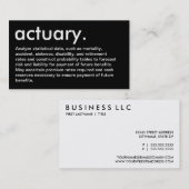 保険計理人。 (記述と) 名刺 (正面/裏面)