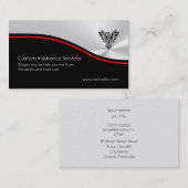 保険販売、フェニックスライジングロゴ、レッドスウッシュ 名刺 (正面/裏面)