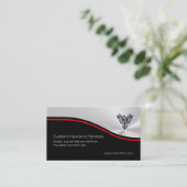 保険販売、フェニックスライジングロゴ、レッドスウッシュ 名刺 (スタンド正面)