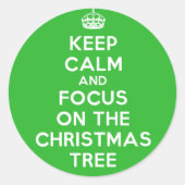 保静かにクリスマスの木に集中せよおもしろい。 ラウンドシール (正面)
