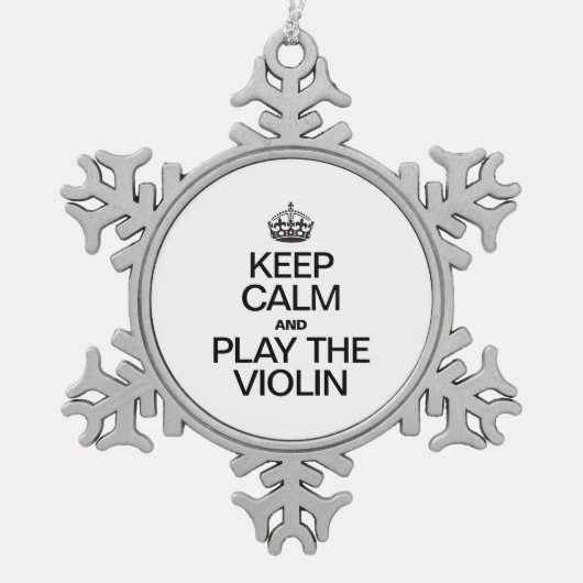 保静で遊バイオリン スノーフレークピューターオーナメント (正面)