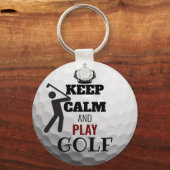 保静と遊ゴルフパーソナライズされたボールのキーリング キーホルダー (正面)