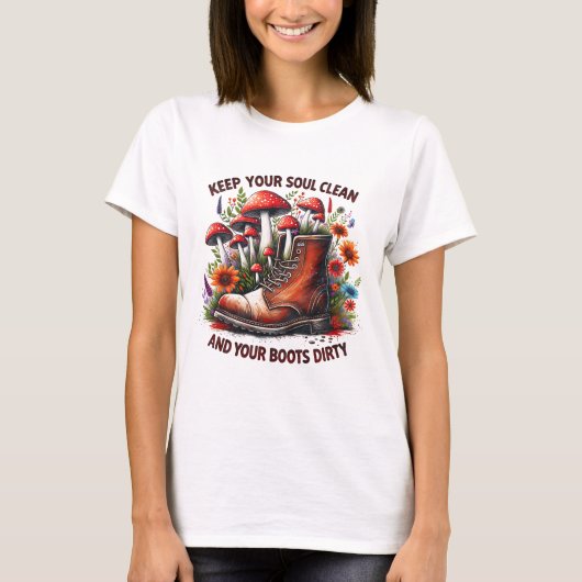 保靴の汚れた山花を心で清めなさい Tシャツ (正面)