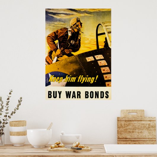 保飛んでいる!戦争買債 – ヴィンテージ第2次世界大戦 ポスター (キッチン)