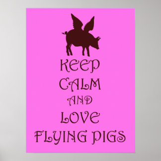 保飛んでいるCalm and Love Pigsのファンタジーポスター ポスター
