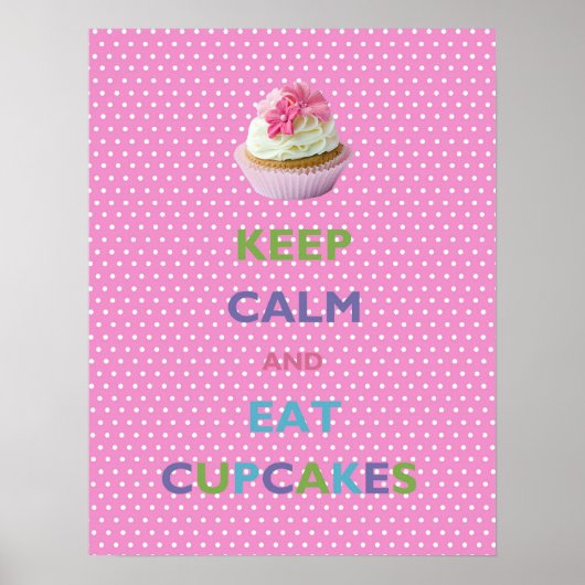 保食べCalm and Cupcakesピック水玉模様ポスター ポスター (正面)