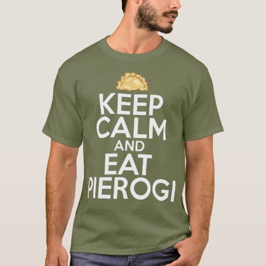 保食べCalm And Pierogi Polish食べ物ポルスカの日 Tシャツ (正面)