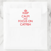 保魚に集中する 長方形シール (バッグ)