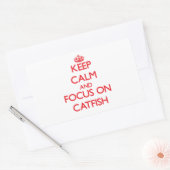 保魚に集中する 長方形シール (封筒)