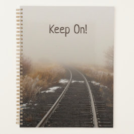 保!霧の森の中の電車のトラックの写真 プランナー手帳