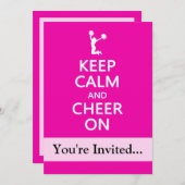 保Calmと応援オン、チアリーダーピンク 招待状 (正面/裏面)