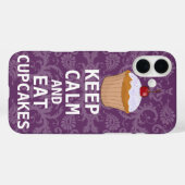 保CALMと食べCupcakesは紫の任意の色を変更 Case-Mate iPhoneケース (裏面 (横))