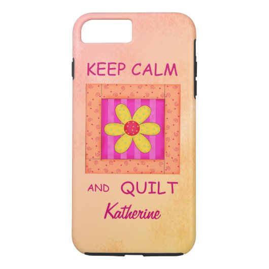 保CalmとQuiltが名前をパーソナライズされたブロック Case-Mate iPhoneケース (裏面)