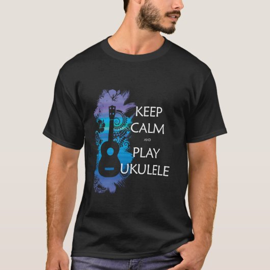保CALMとUKULELEのト遊リアルカラフル Tシャツ (正面)
