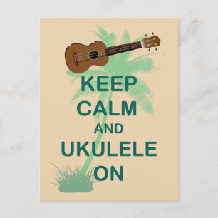 保CalmとUkuleleオンユニークおもしろいプリント ポストカード