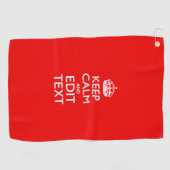 保CalmとYour Text on Accent Fire Red ゴルフタオル (横)