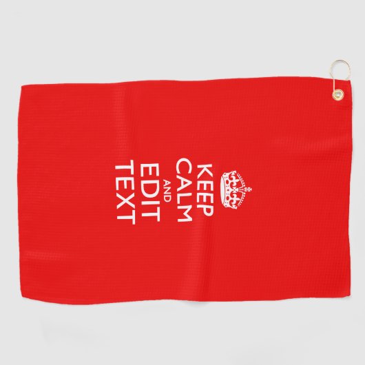 保CalmとYour Text on Accent Fire Red ゴルフタオル (横)