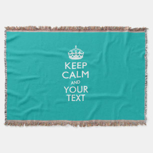保CalmとYour Text on Peacockターコイズ スローブランケット