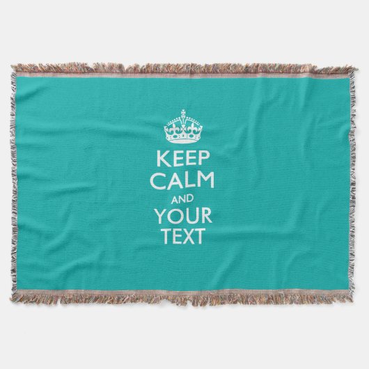 保CalmとYour Text on Peacockターコイズ スローブランケット (正面)