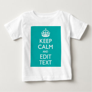 保CalmとYour Text on Peacockターコイズ ベビーTシャツ