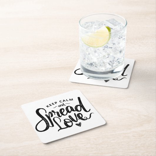 保Calm文字アートラブアート感動的ハートAr スクエアペーパーコースター (インサイチュ)