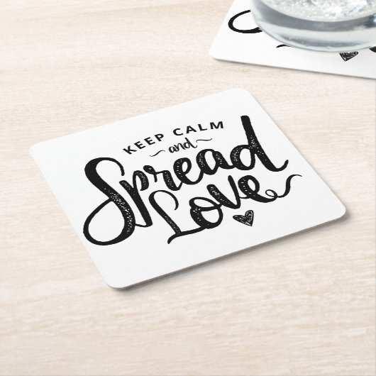 保Calm文字アートラブアート感動的ハートAr スクエアペーパーコースター (アングル)