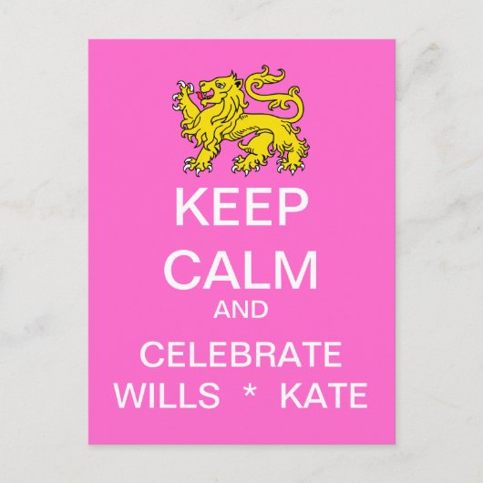 保CALM祝 Wills Kate Postague (Pink) ポストカード (正面)