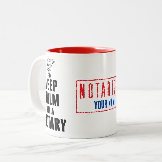 保Calm私は公証人の名カスタマイズ前 ツートーンマグカップ (正面左)