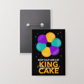 保Calm食べ King Cake Mardi Grasボタン 缶バッジ (正面/裏面)