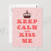 保Calm & キスMe – ピンク&レッドフローラDamask ポストカード (正面/裏面)