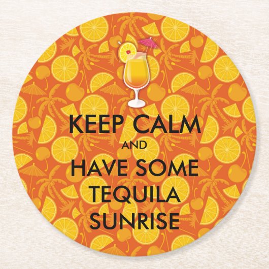 保Calm – テキラサンライズ ラウンドペーパーコースター (正面)