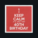 保Calm 40th Birthday Napkins スタンダードカクテルナプキン<br><div class="desc">Calm保 It's Only My 40th Birthday napkins with a candle icon.40素晴らしマイルストン誕生日パーティーの為に。パニックに陥る必要はない、我々は祝40年だ。40歳素晴らしの誕生日パーティーのパーティー装飾！</div>