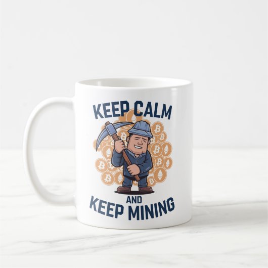 保Calm and保 Mining - Crypto Miner Cartoon コーヒーマグカップ (左)