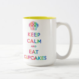 保Calm and食べ Cupcakesレインボー mug ツートーンマグカップ
