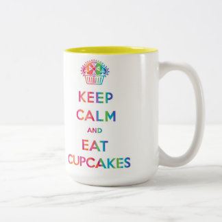 保Calm and食べ Cupcakesレインボー mug ツートーンマグカップ