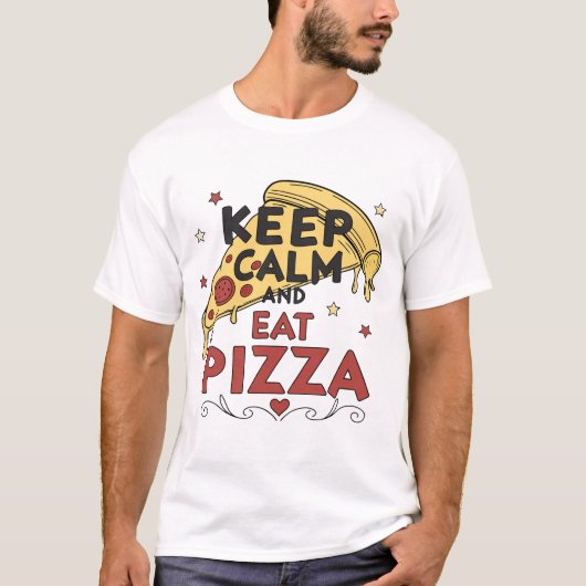 保Calm and食べ PizzaレトロスタイルグルメTシャツ Tシャツ (正面)