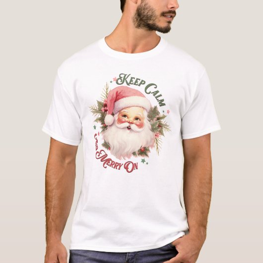 保Calm and メリー On - Pink Santa Tシャツ (正面)