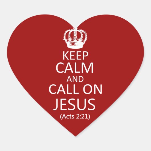 保Calm and Call On Jesus - Christian Stickers ハートシール (正面)