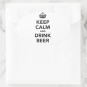 保Calm And Drinkビアフレーズ 楕円形シール (バッグ)
