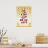 保Calm and Drink Wine Gift ユニーク Art Poster ポスター (キッチン)