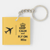 保Calm and Fly on & Airplane,カスタムおもしろい キーホルダー (裏面)