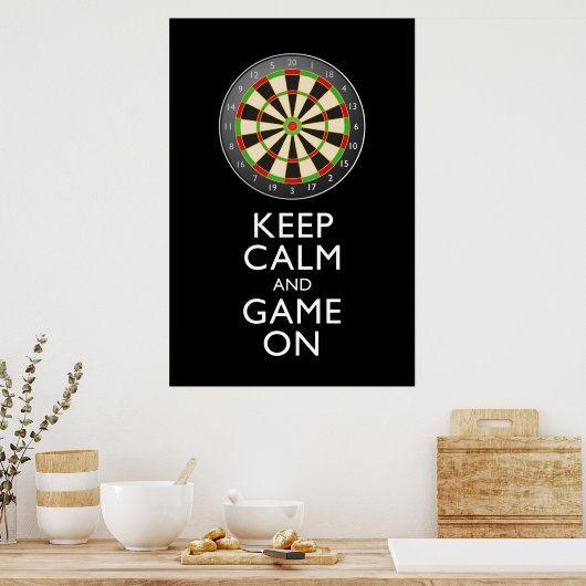 保CALM AND GAME ON - Dart Board ポスター (キッチン)