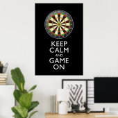 保CALM AND GAME ON - Dart Board ポスター (ホームオフィス)