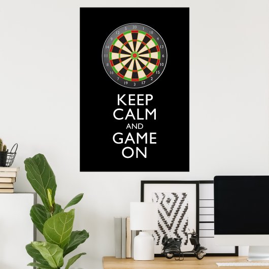 保CALM AND GAME ON - Dart Board ポスター (ホームオフィス)