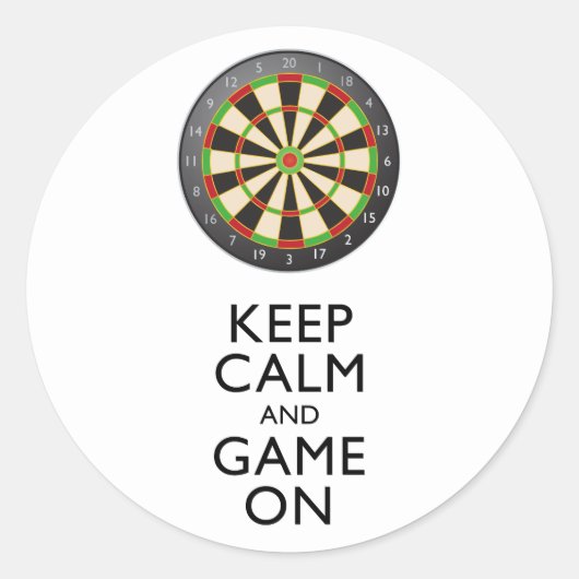 保CALM AND GAME ON - Dart Board ラウンドシール (正面)
