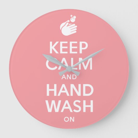 保Calm And Hand Wash On - Coronavirus & Infla ラージ壁時計 (正面)