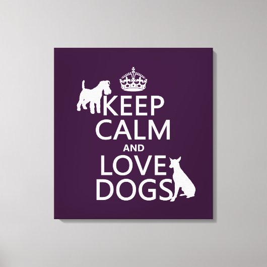 保Calm and Love Dogs – すべての色 キャンバスプリント (正面)